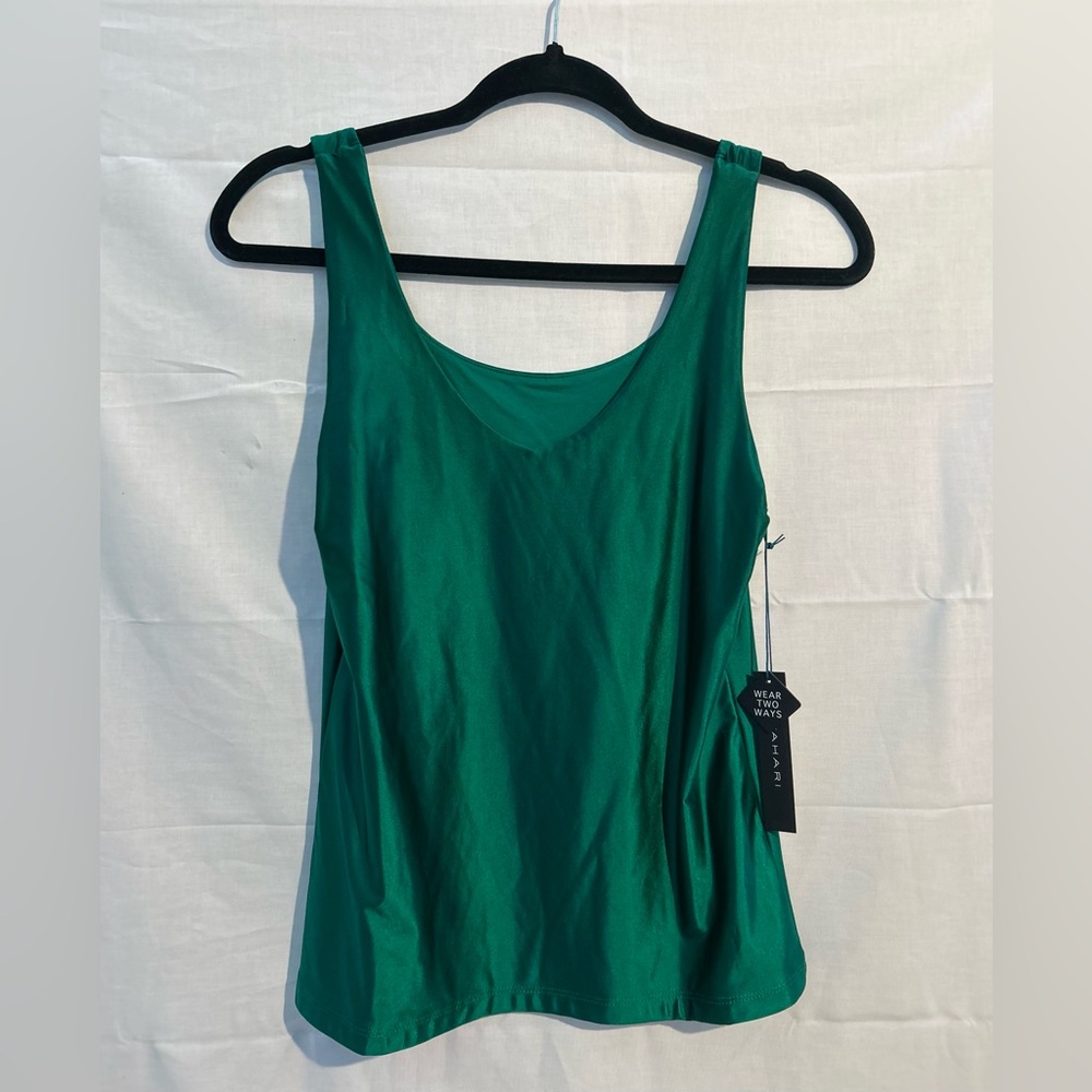 TAHARI MODERN ESSENTIALS
WEAR TWO WAYS BLOUSE SHIRT Green